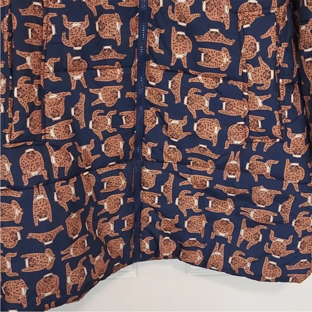 Compania Fantastica Sumo Cat Print Puffer Coat size Large - Picture 6 of 16